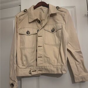 Cream denim jacket. Free people. Women's size small
